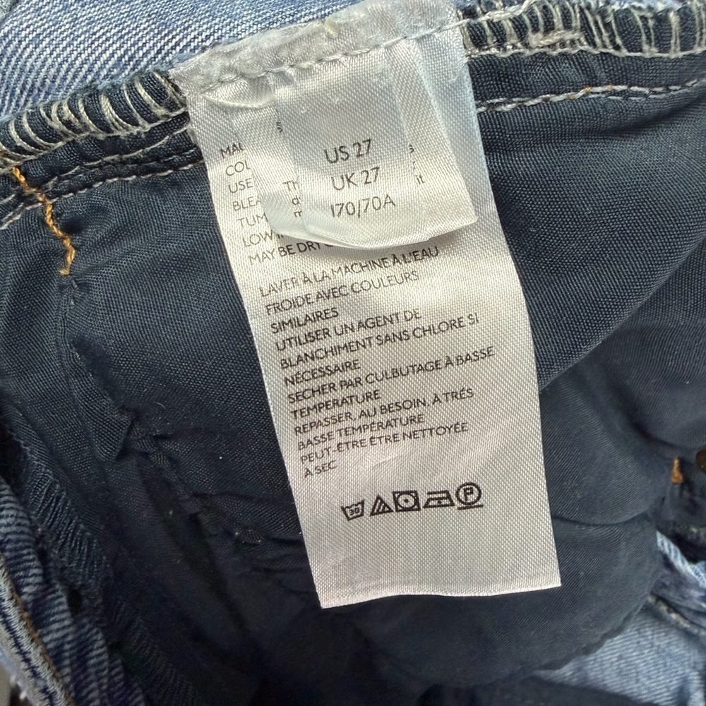 We The Free by Free People Dakota Straight Leg Distressed Fray Hem Jeans Size 27 - Picture 10 of 11